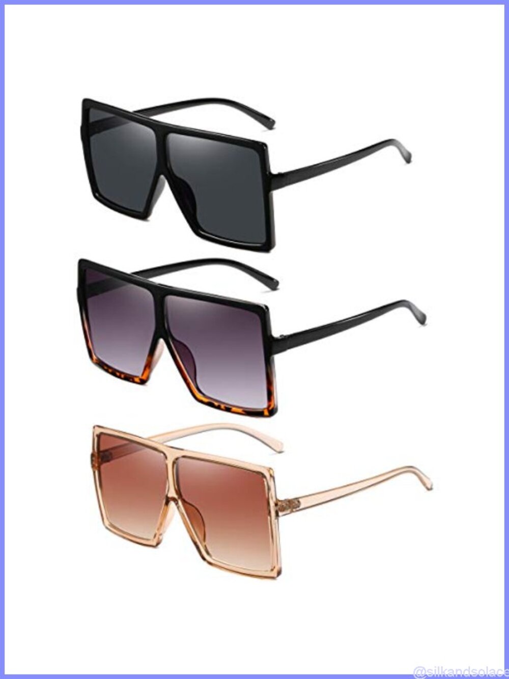 Retro Square Sunglasses 3 Pack UV400 Full Frame